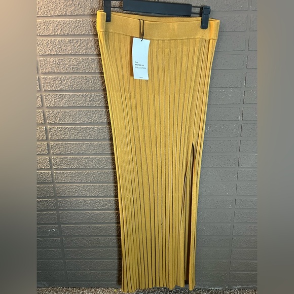 Zara Dresses & Skirts - NWT Zara: Mustard Yellow Ribbed Knit Maxi Skirt with Side Slit
